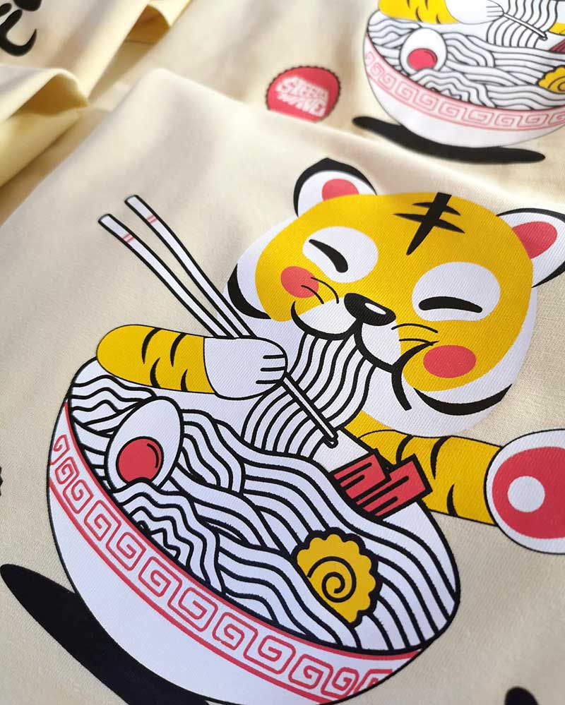 T-shirts graphiques imprimés motif tigre ramen